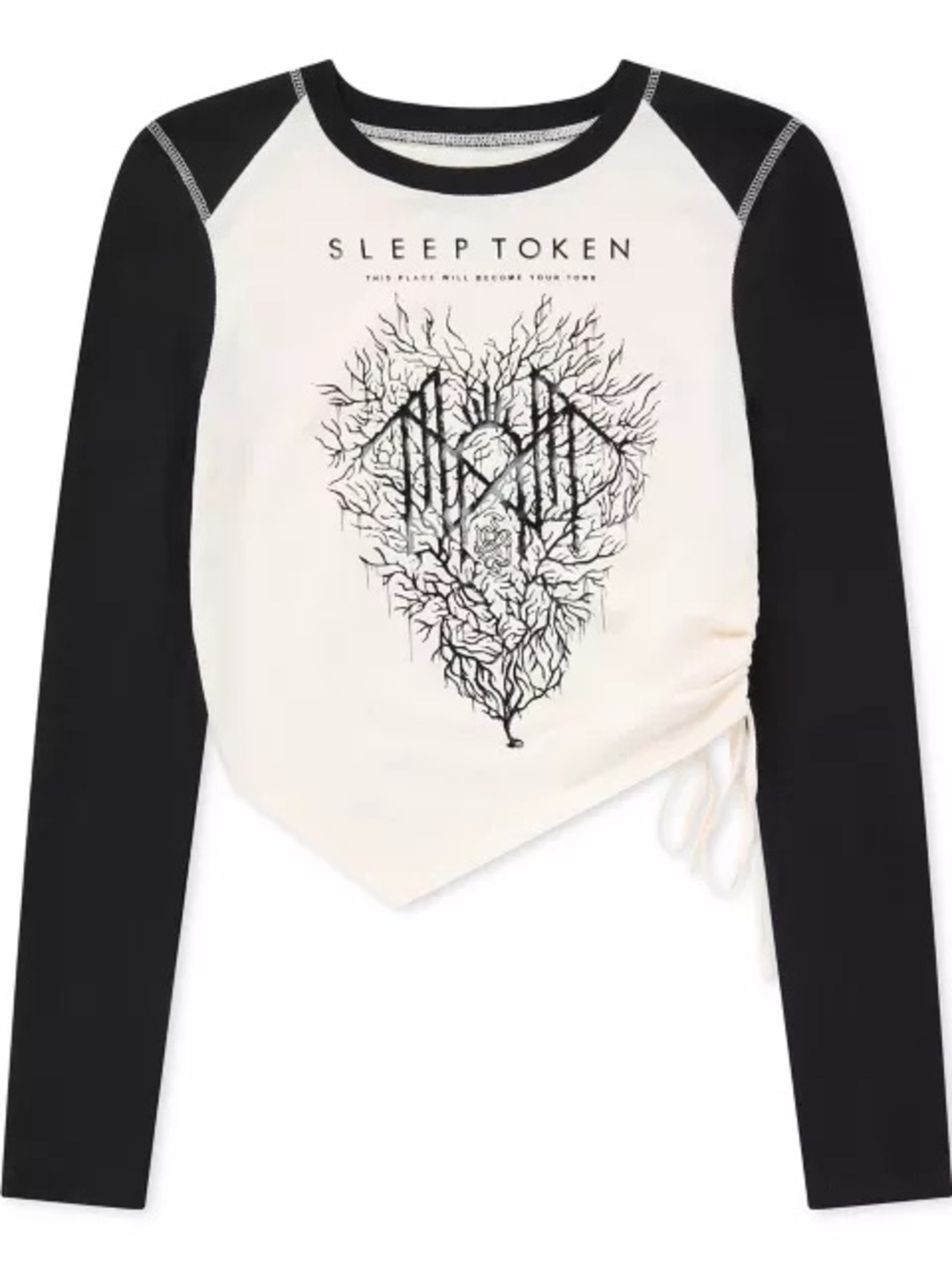 Spencer's Black & Cream Long-Sleeve Graphic Raglan Top